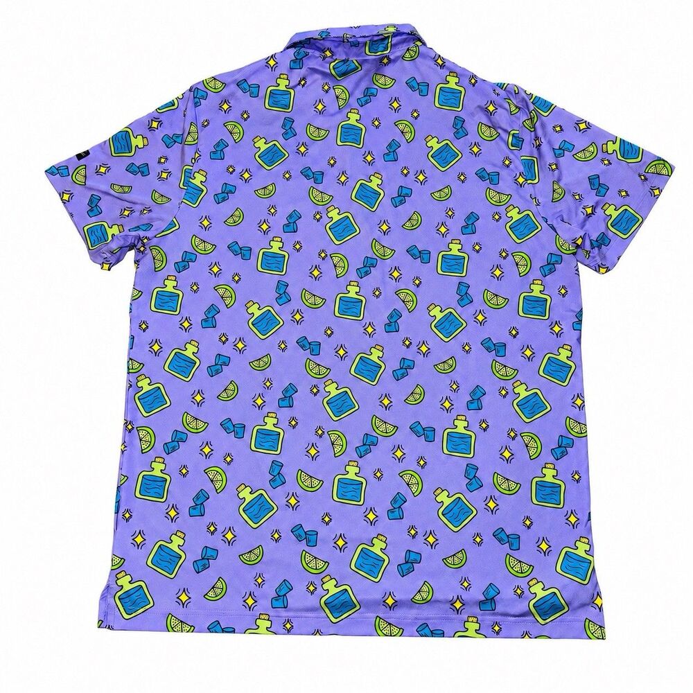 Sunday Swagger Tequila Time Golf Polo Men’s L Purple Lime Stretch Performance - Picture 4 of 6